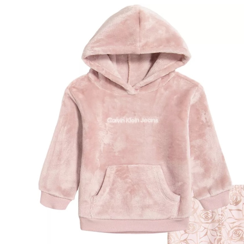 Little Girls Silky Sherpa Logo Pullover Hoodie CK
